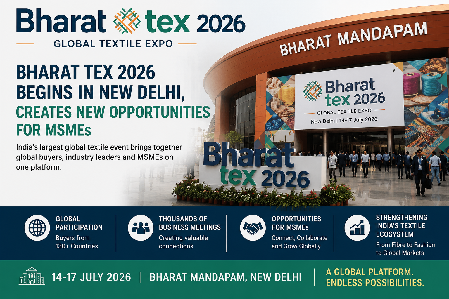 Bharat Tex 2026 Begins in New Delhi, Opens Global Opportunities for MSMEs