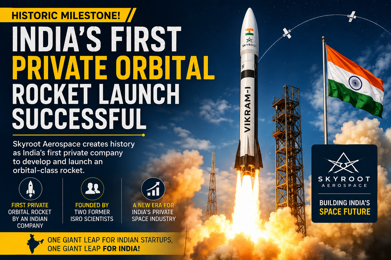 India First Private Orbital Rocket Successfully Launched by Skyroot Aerospace