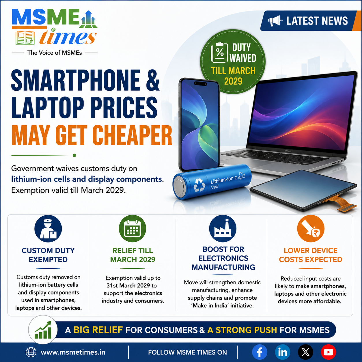 Smartphone & Laptop Prices May Drop after customs duty waiver till 2029