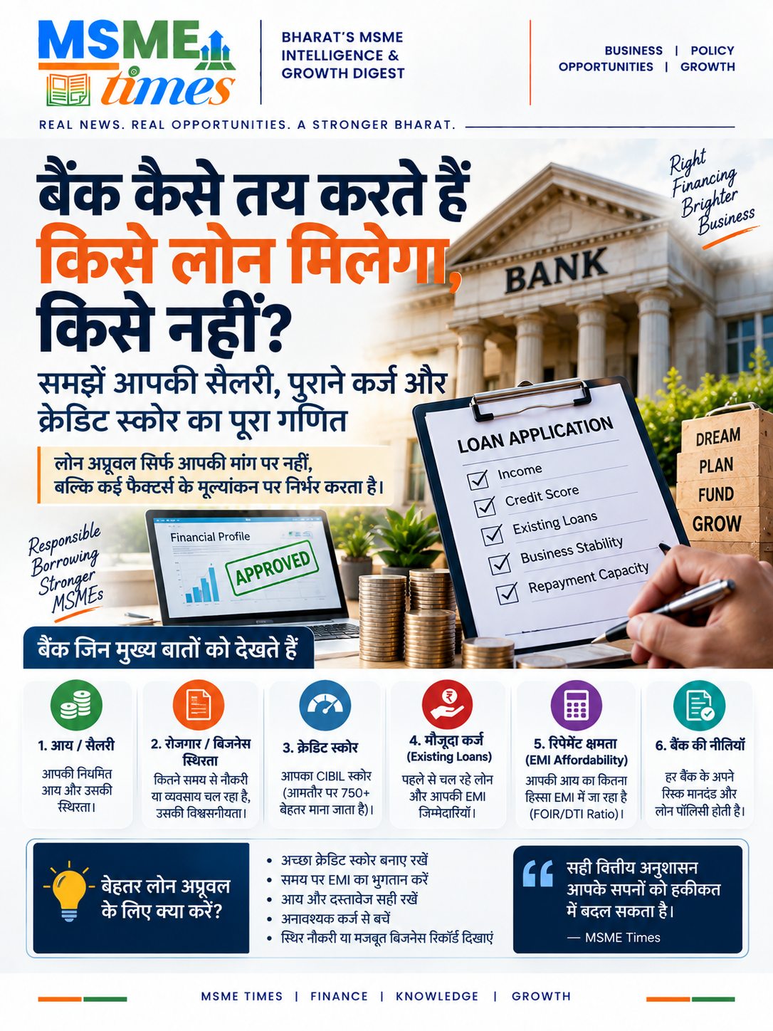 bank loan approval factors salary credit score existing loans and EMI