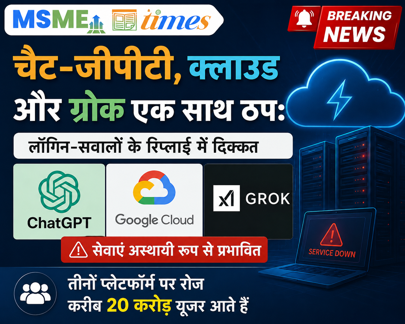 ChatGPT, Claude और Grok में 3 सितंबर को एक साथ तकनीकी दिक्कत आई। यूजर्स को लॉगिन, चैट और रिप्लाई में परेशानी का सामना करना पड़ा।