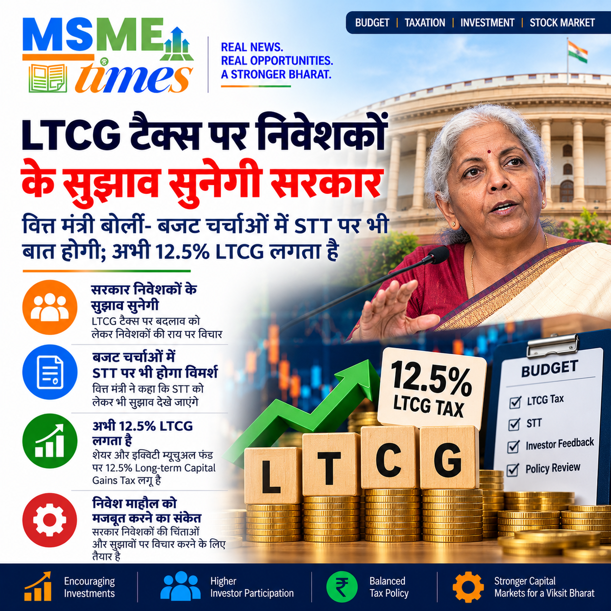 LTCG tax and STT investor suggestions ahead of Union Budget 2027